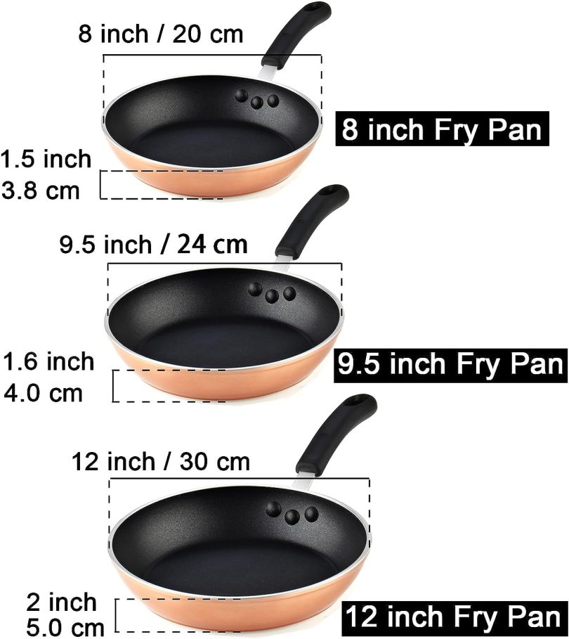 Cook N Home 02613 Nonstick Saute Omelet Skillet 3-Piece Fry Pan Set - Image 5