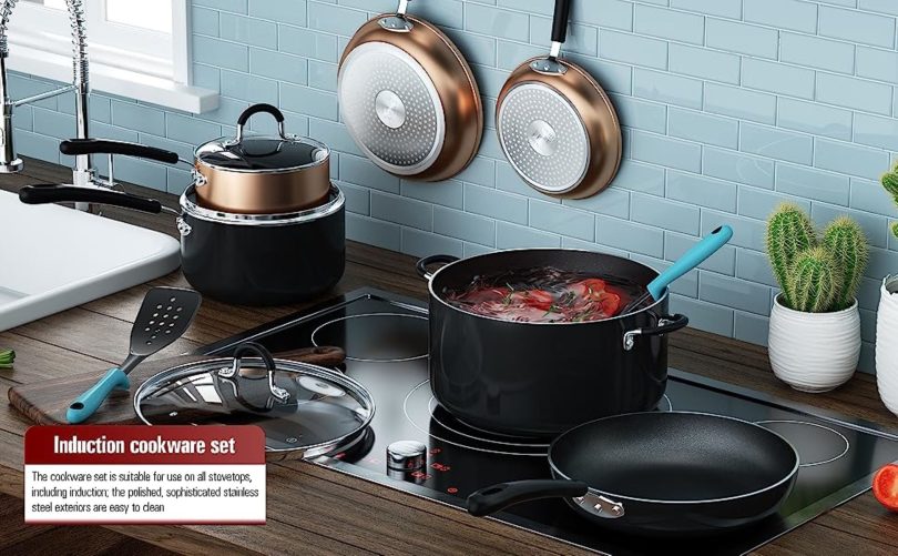 Cook N Home 02613 Nonstick Saute Omelet Skillet 3-Piece Fry Pan Set - Image 6