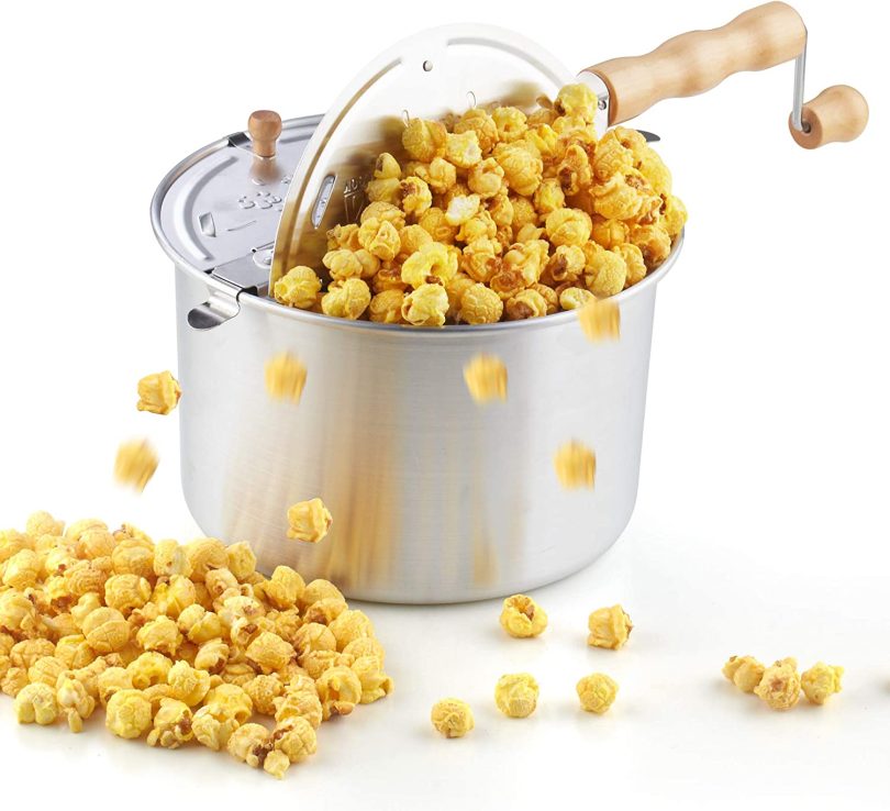 Cook N Home Stovetop Popcorn Popper with Crank, 6-Quart Aluminum Popcorn Pot, Black - Image 13