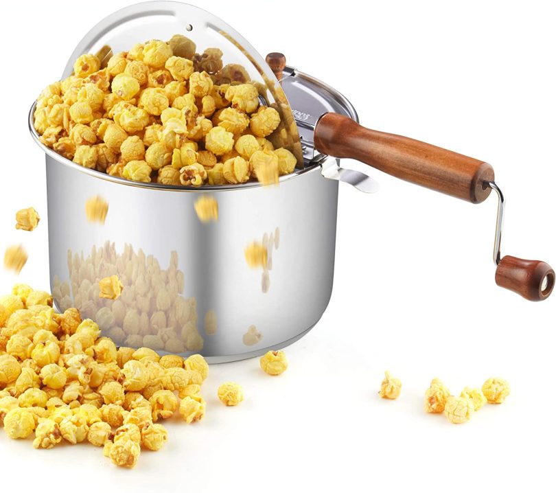 Cook N Home Stovetop Popcorn Popper with Crank, 6-Quart Aluminum Popcorn Pot, Black - Image 14