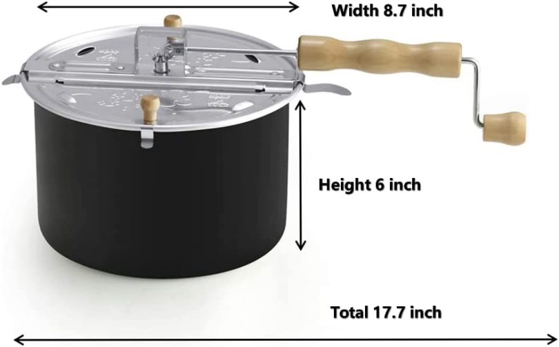 Cook N Home Stovetop Popcorn Popper with Crank, 6-Quart Aluminum Popcorn Pot, Black - Image 2