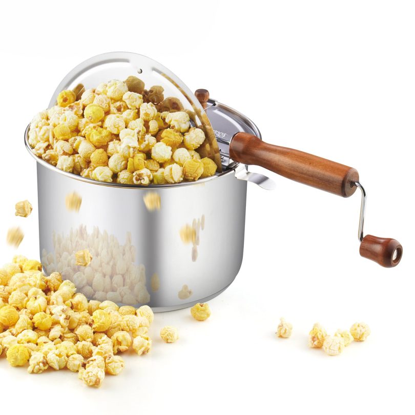 Cook N Home Stovetop Popcorn Popper with Crank, 6 Quart Stainless Steel Popcorn Pot, Silver - Image 9