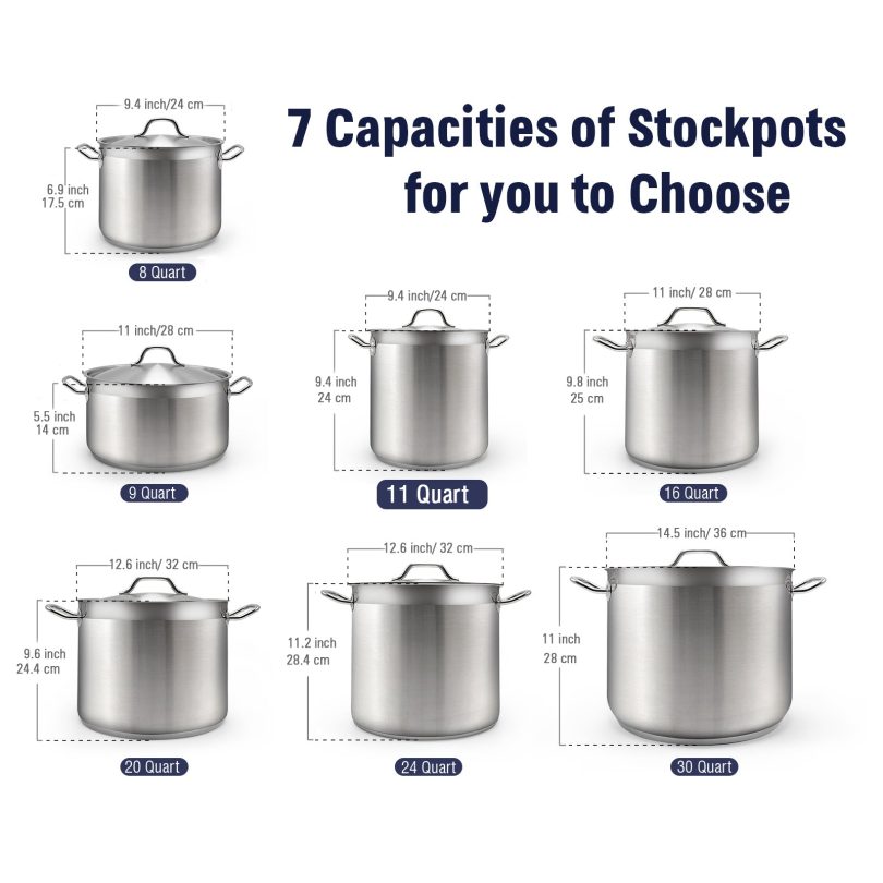 Cooks Standard Stockpots Stainless Steel, 11 Quart Professional Grade Stock Pot with Lid, Silver - Image 2
