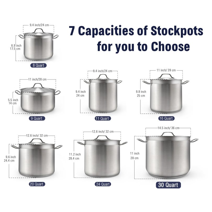 Cooks Standard Stockpots Stainless Steel, 30 Quart Professional Grade Stock Pot with Lid, Silver - Image 2