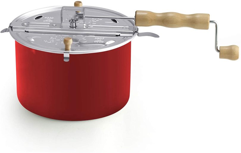 Cook N Home Stovetop Popcorn Popper with Crank, 6-Quart Aluminum Popcorn Pot, Red - Image 10
