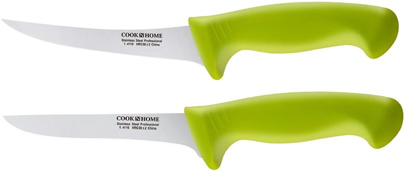 Cook N Home Boning Knife Set 2-Piece, 6-inch High Carbon German Stainless Steel Flexible Curved and Straight Stiff Boning Kitchen Knives, Ergonomic Handle, Green - Image 7