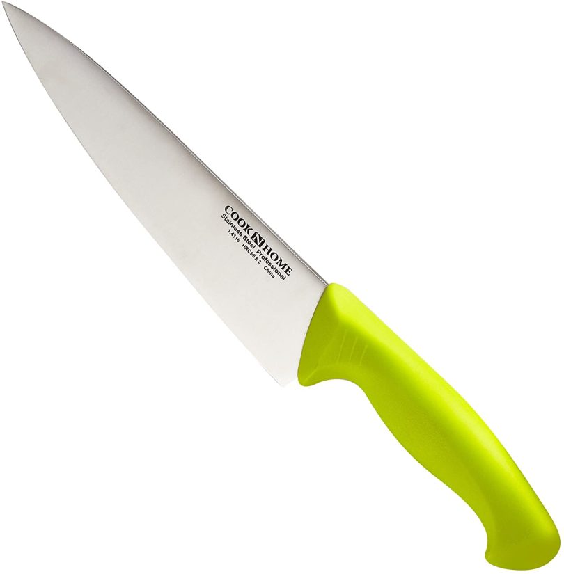 Cook N Home Chef's Knife Multi-Purpose 8-Inch, Straight Edge High Carbon German Stainless Steel Sharp Kitchen Knife, Ergonomic Handle, Green - Image 9