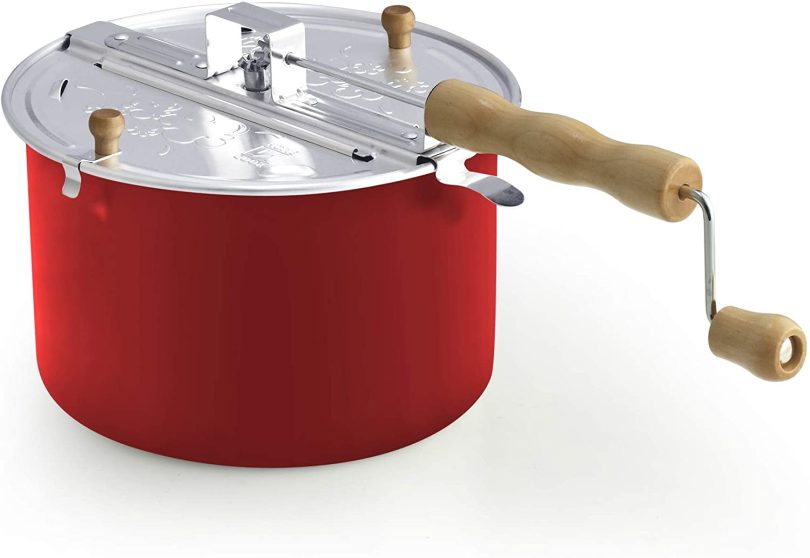 Cook N Home Stovetop Popcorn Popper with Crank, 6-Quart Aluminum Popcorn Pot, Red - Image 9