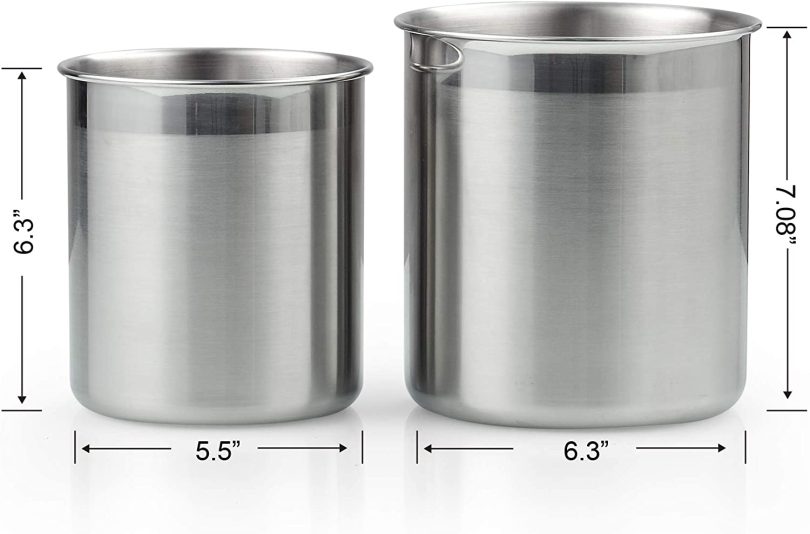Cook N Home Stainless Steel Utensil Holder Jumbo 2PC set, 5.5-inch x 6.3-inch and 6.3-inch x 7.08-inch, Silver - Image 3