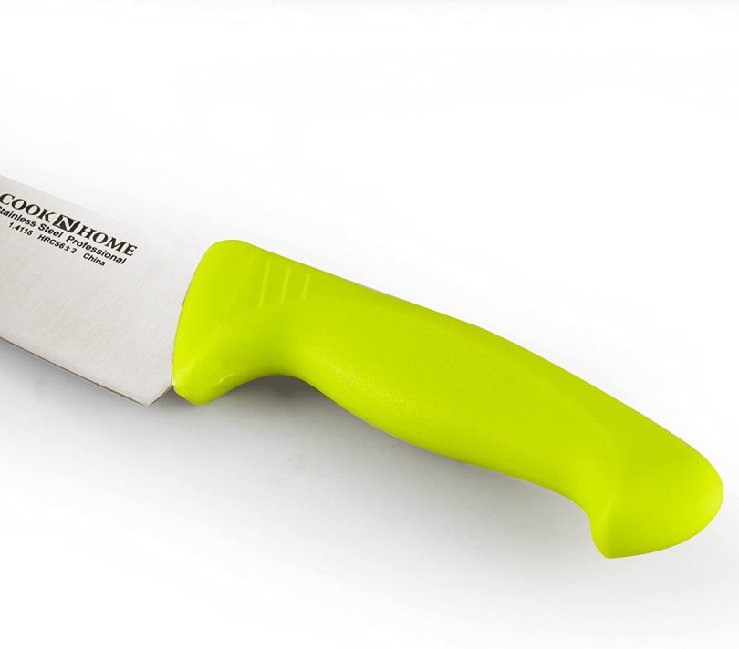 Cook N Home Chef's Knife Multi-Purpose 8-Inch, Straight Edge High Carbon German Stainless Steel Sharp Kitchen Knife, Ergonomic Handle, Green - Image 12