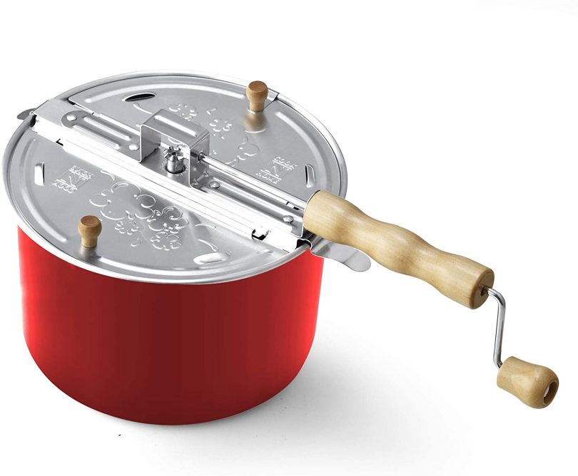 Cook N Home Stovetop Popcorn Popper with Crank, 6-Quart Aluminum Popcorn Pot, Red - Image 11