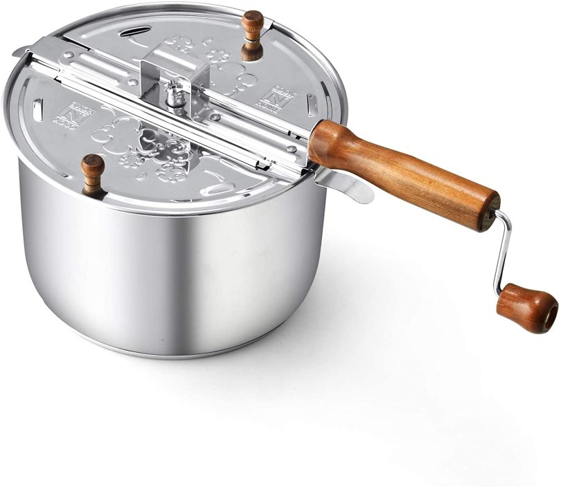 Cook N Home Stovetop Popcorn Popper with Crank, 6 Quart Stainless Steel Popcorn Pot, Silver - Image 8