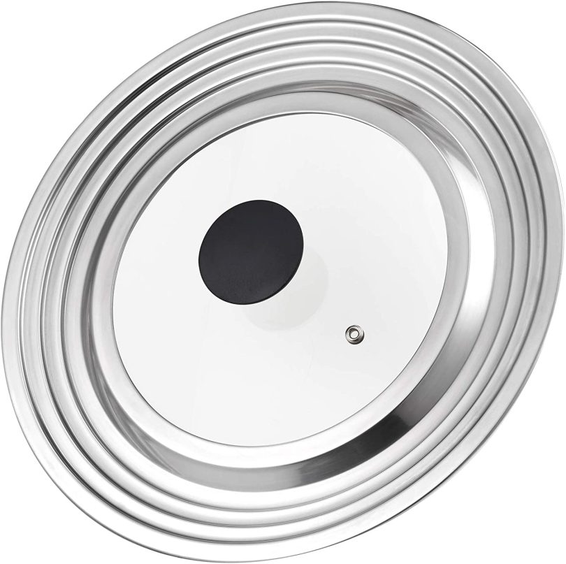 Cook N Home Stainless Steel with Glass Center Universal Lid fits 8, 10. 25, 11, & 12 - Image 2