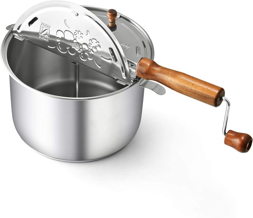 Cook N Home Stovetop Popcorn Popper with Crank, 6 Quart Stainless Steel Popcorn Pot, Silver - Image 7