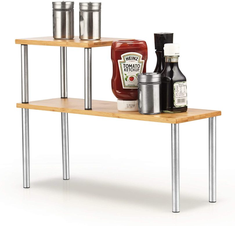 Cook N Home Storage Shelf Organizer, 2 Tier, Bamboo