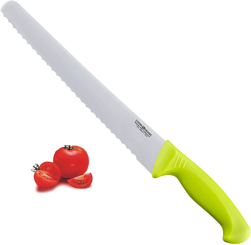 Cook N Home Bread Slicer Knife 10-Inch, Wavy Serrated High Carbon German Stainless Steel Sharp Kitchen Knife, Ergonomic Handle, Green - Image 8
