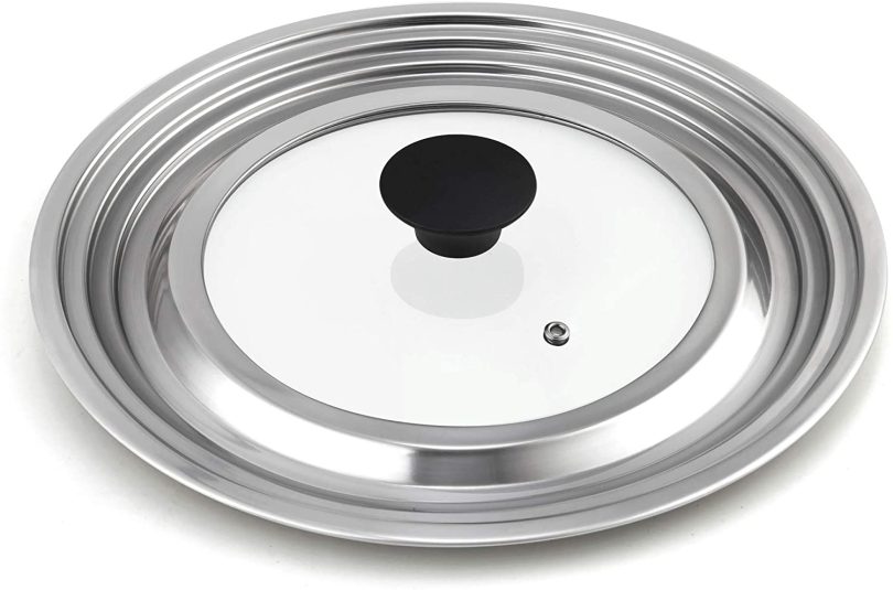 Cook N Home Stainless Steel with Glass Center Universal Lid fits 8, 10. 25, 11, & 12