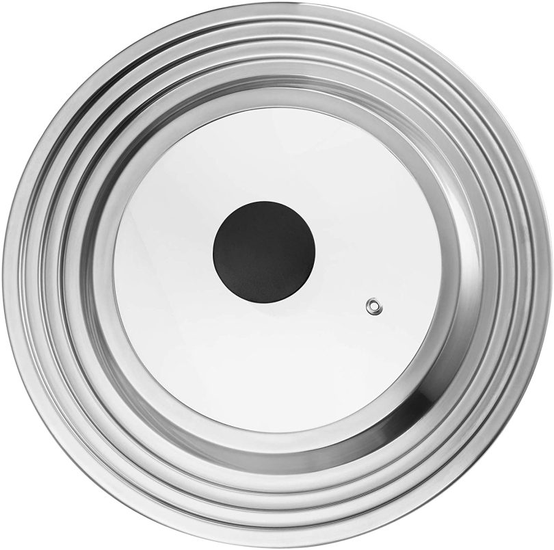 Cook N Home Stainless Steel with Glass Center Universal Lid fits 8, 10. 25, 11, & 12 - Image 3