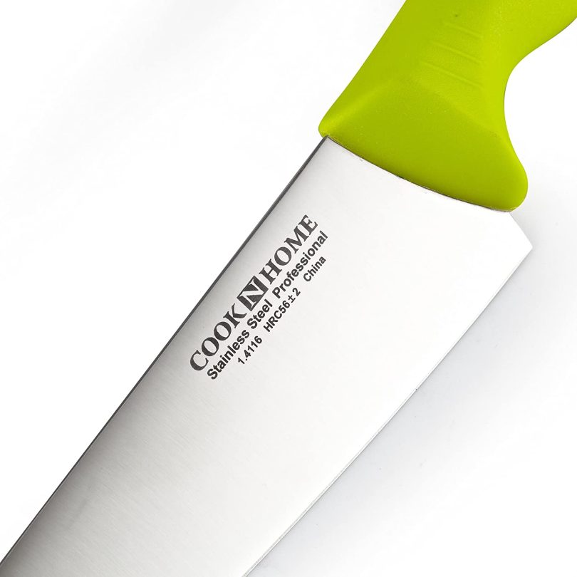 Cook N Home Chef's Knife Multi-Purpose 8-Inch, Straight Edge High Carbon German Stainless Steel Sharp Kitchen Knife, Ergonomic Handle, Green - Image 10