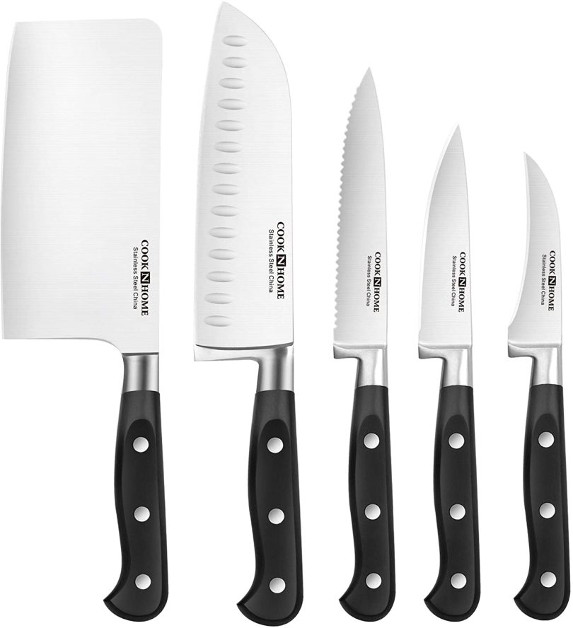Cook N Home Asian Chef Knife 6pc Set with Bamboo Storage Block - Image 4