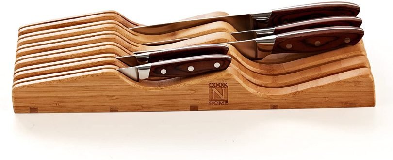 Cook N Home Bamboo Knife Storage in-Drawer Block - Image 5