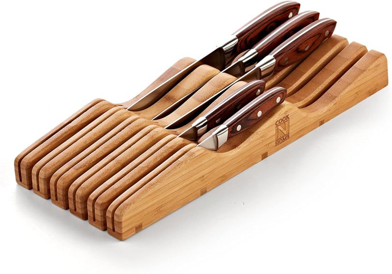 Cook N Home Bamboo Knife Storage in-Drawer Block - Image 3