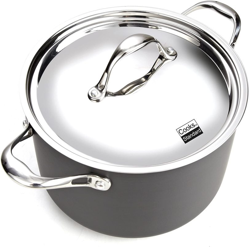 Cooks Standard, Stainless Steel 8-Piece Multi-Ply Clad Hard Anodized Cookware Set, Black - Image 2