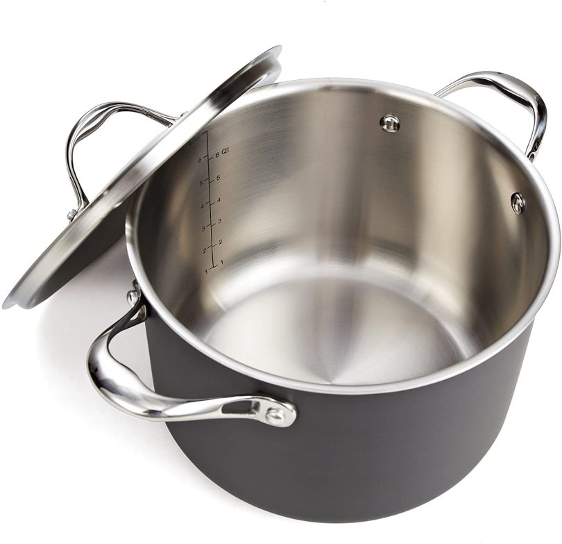 Cooks Standard, Stainless Steel 8-Piece Multi-Ply Clad Hard Anodized Cookware Set, Black - Image 3