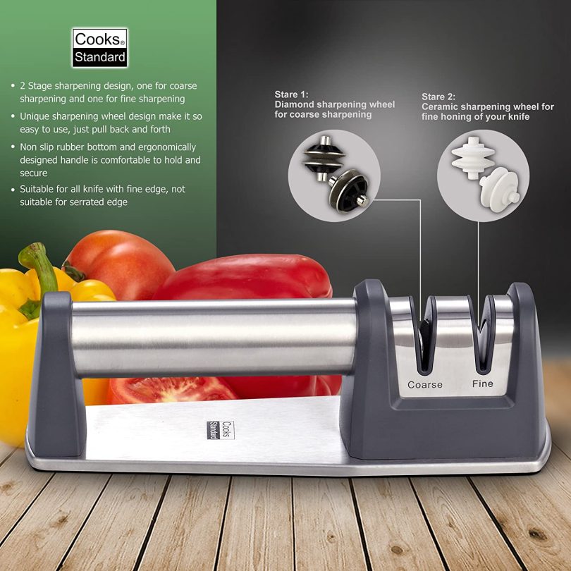Cooks Standard 2 Stage Knife Sharpener, Diamond and Ceramic Wheel - Image 7