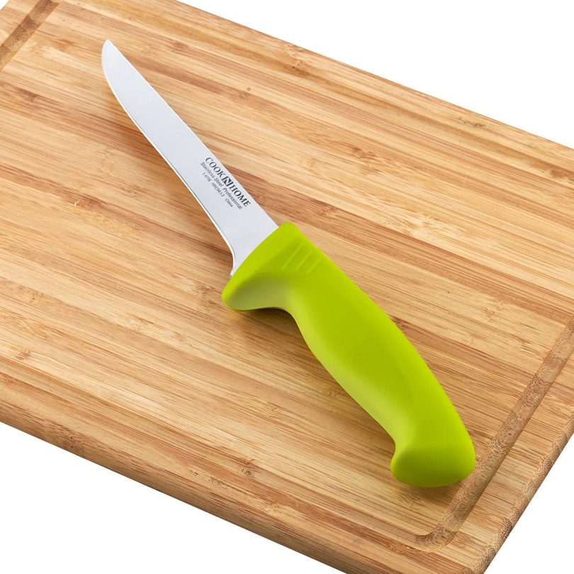 Cook N Home Boning Knife Set 2-Piece, 6-inch High Carbon German Stainless Steel Flexible Curved and Straight Stiff Boning Kitchen Knives, Ergonomic Handle, Green - Image 9