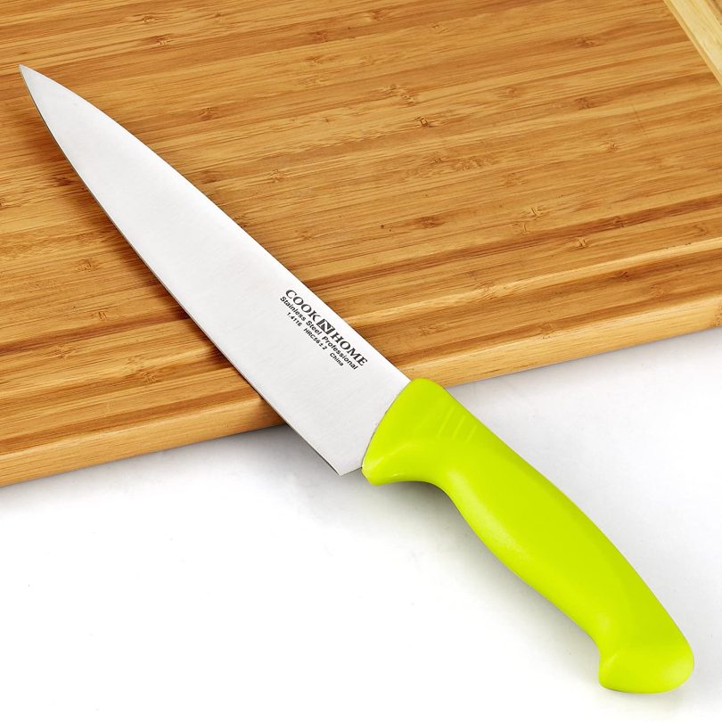 Cook N Home Chef's Knife Multi-Purpose 8-Inch, Straight Edge High Carbon German Stainless Steel Sharp Kitchen Knife, Ergonomic Handle, Green - Image 11