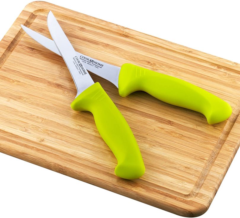 Cook N Home Boning Knife Set 2-Piece, 6-inch High Carbon German Stainless Steel Flexible Curved and Straight Stiff Boning Kitchen Knives, Ergonomic Handle, Green - Image 10