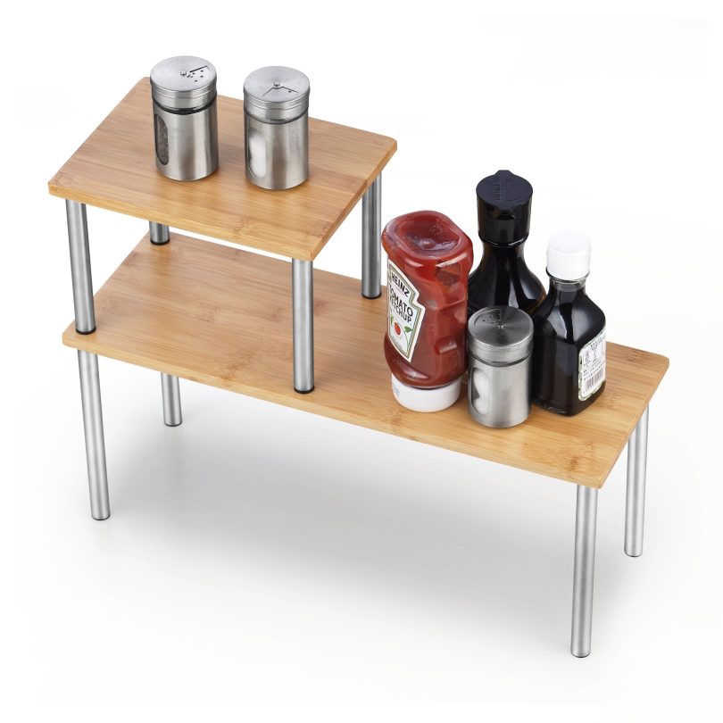 Cook N Home Storage Shelf Organizer, 2 Tier, Bamboo - Image 3