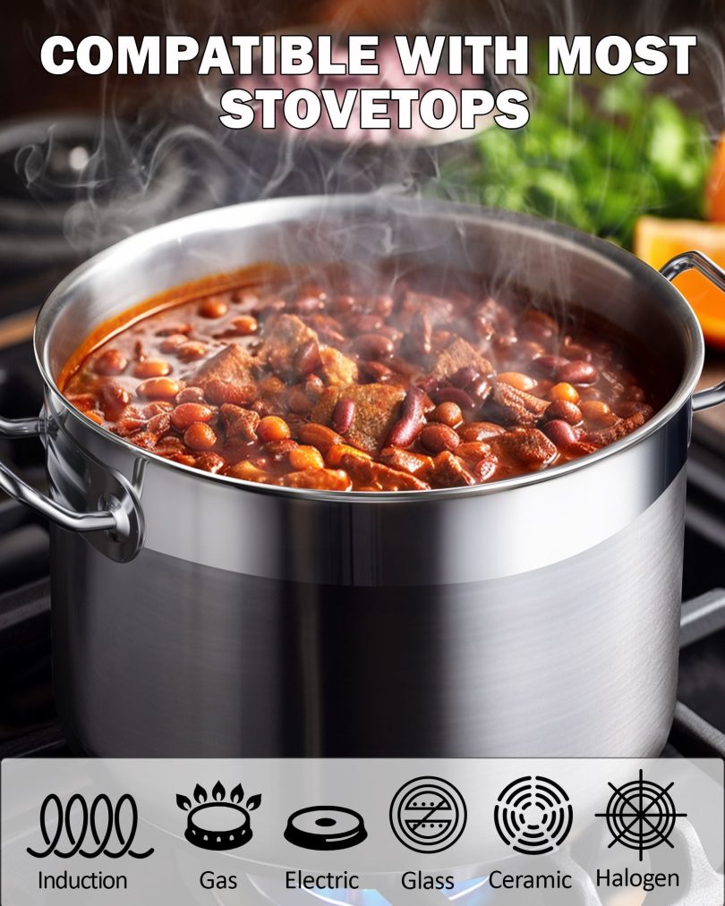 Cooks Standard Stockpots Stainless Steel, 30 Quart Professional Grade Stock Pot with Lid, Silver - Image 4