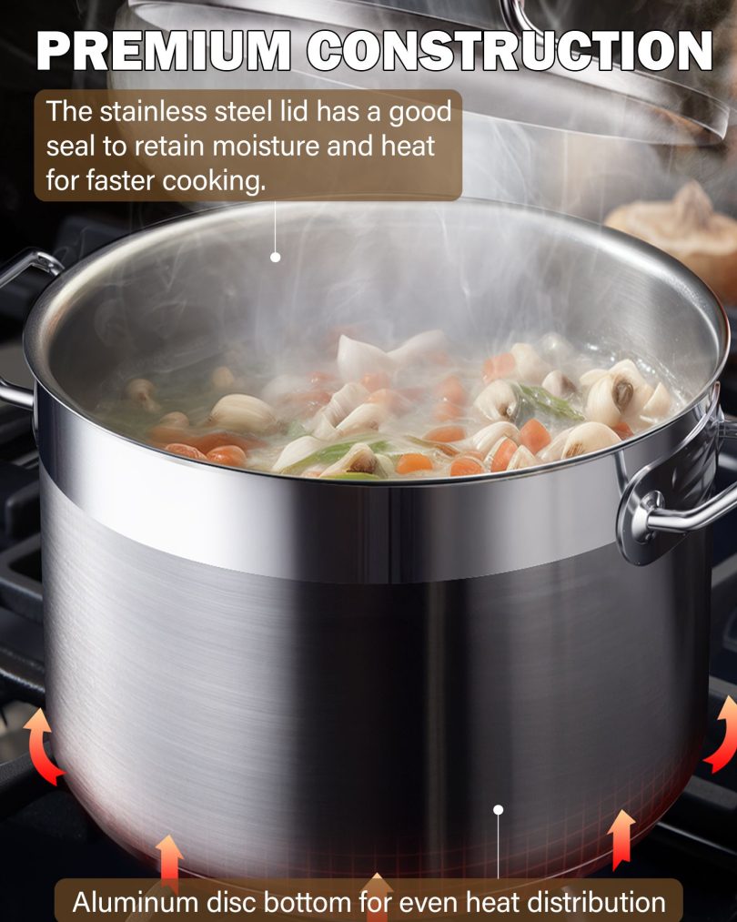 Cooks Standard Stockpots Stainless Steel, 30 Quart Professional Grade Stock Pot with Lid, Silver - Image 3