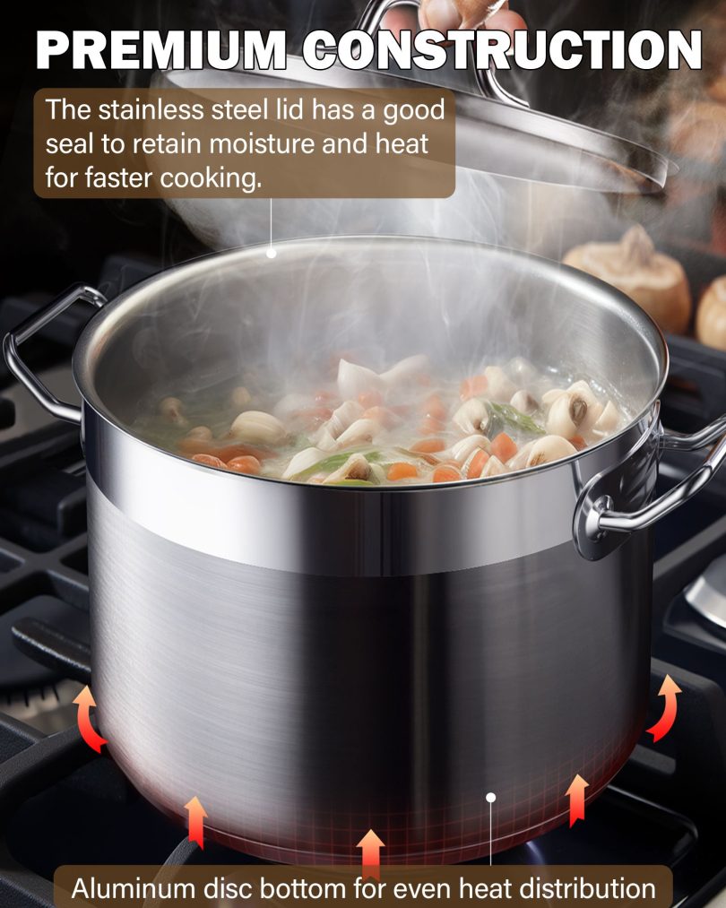 Cooks Standard Stockpots Stainless Steel, 11 Quart Professional Grade Stock Pot with Lid, Silver - Image 6