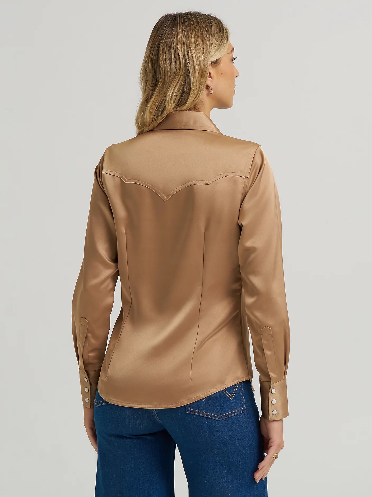 Ladies Wrangler x Lainey Wilson Glam Satin Western Snap Shirt - 112374462 - Image 3