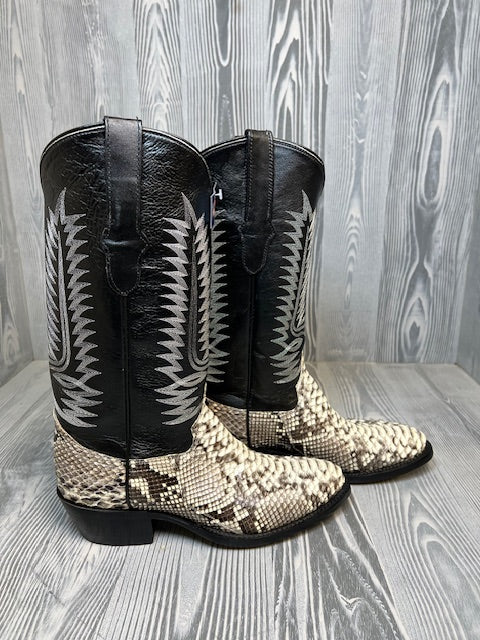 Men's Cowtown Natural Python with 13" Black Cowhide Top Western Boots - 808 - Image 4