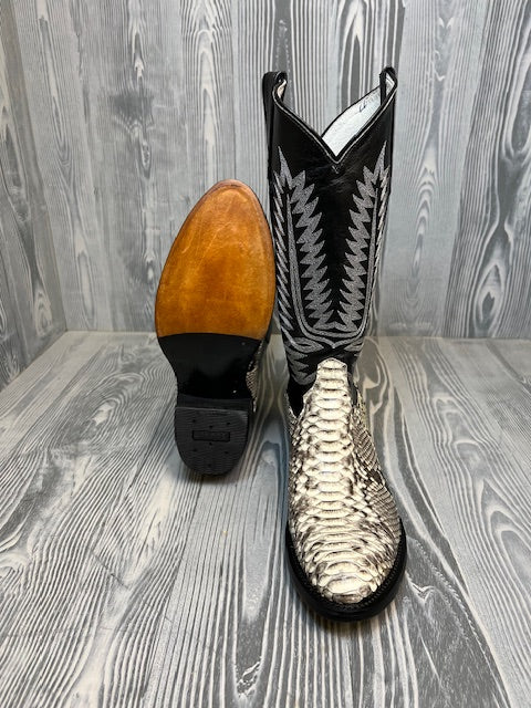 Men's Cowtown Natural Python with 13" Black Cowhide Top Western Boots - 808 - Image 2