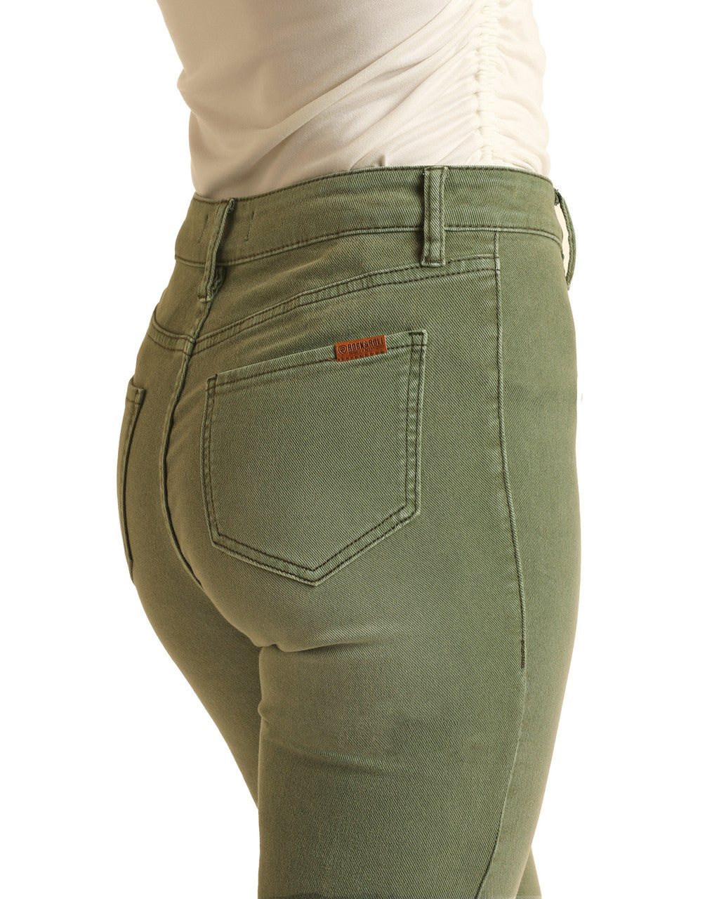 Ladies Rock & Roll Denim Sweet Sage Bargain Button Flare Jeans - BW6PD03537 - FINAL SALE - Image 3