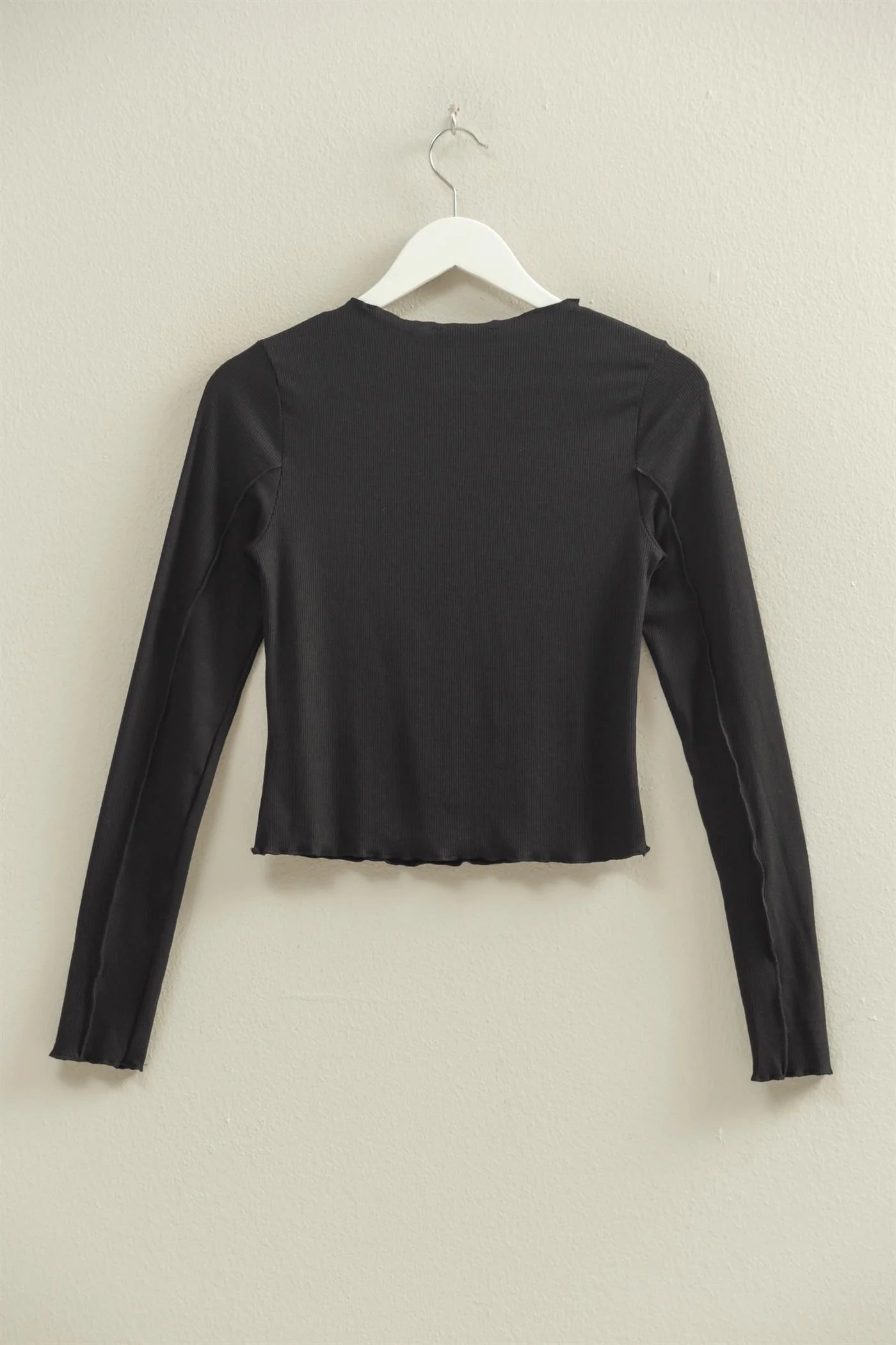 Ladies HYFVE Asymmetrical Raw Edge Knit Long Sleeve Top - HF25F358Black - Image 2
